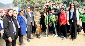 Students and dignitaries while celebrating Annual Sports Day at KC International School in Jammu.