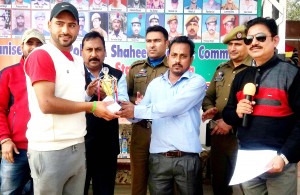 Man of the Match award being presented to the winner at Sports Stadium in Kathua. 