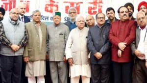 Deputy Chief Minister Dr Nirmal Singh & others during a Shaheed Parivar Fund function at Jallandhar on Sunday.