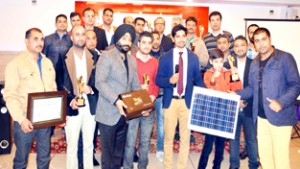 Su-Kam solar products being displayed at dealers meet at Jammu.