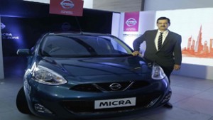 Arun Malhotra, MD Nissan Motors India launching the New Intelligent Micra.