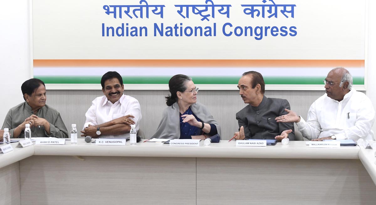 Congress president Sonia Gandhi meeting with AICC general secretaries and other senior leaders in New Delhi on Saturday. - Jammu Kashmir Latest News | Tourism | Breaking News J&amp;K