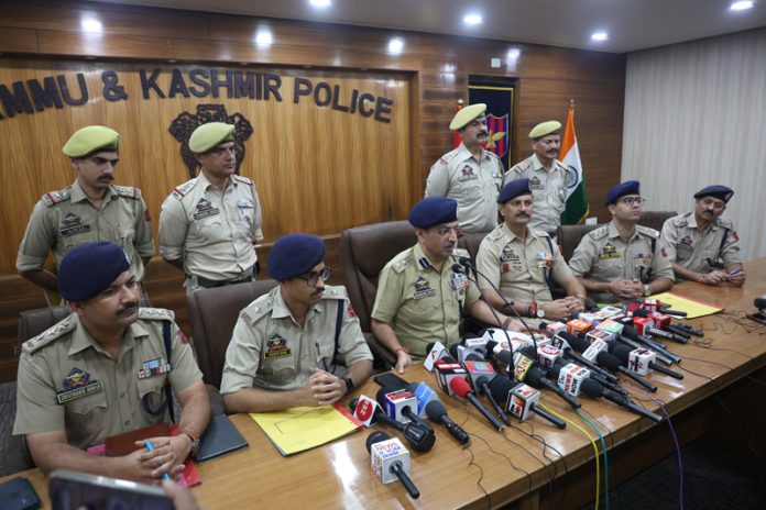 SSP Jammu, Joginder Singh, addressing media persons in Jammu on Monday.